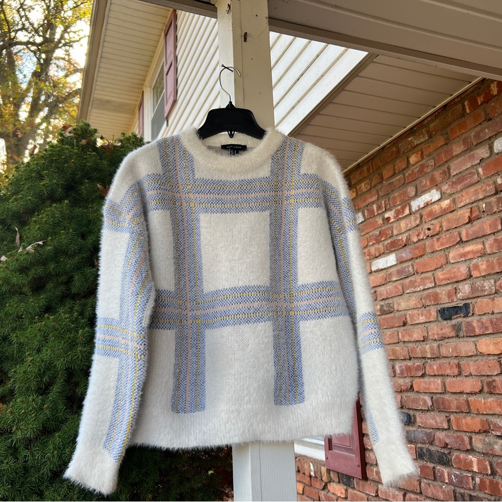 Fluffy checkered sweater